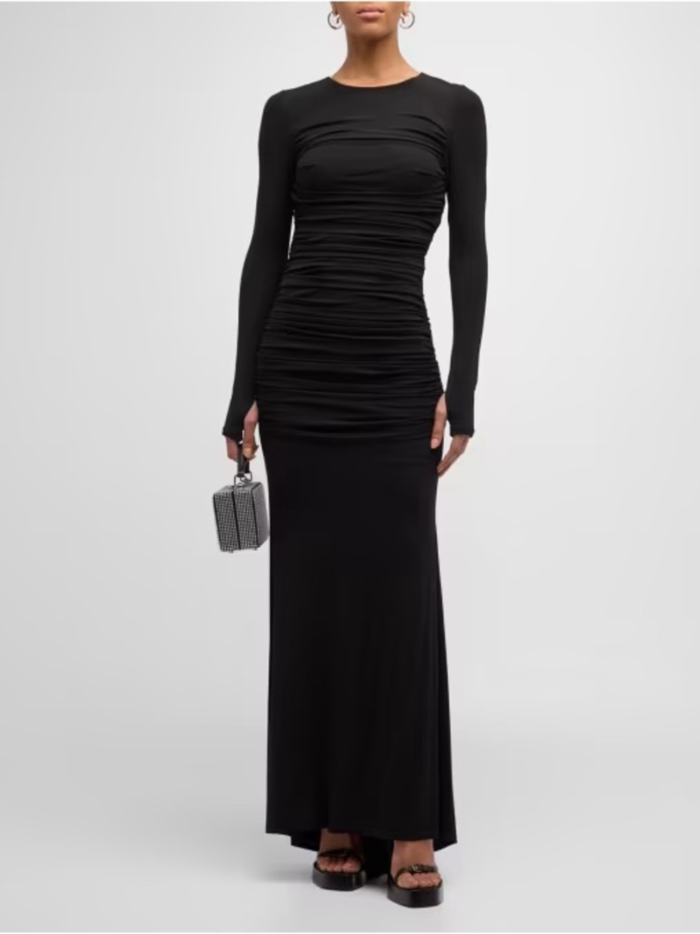 Alice + Olivia Katherina Ruched Long Sleeve Maxi Dress